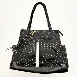 Fossil Polka Dots Tote Shoulder Bag Nylon Black White